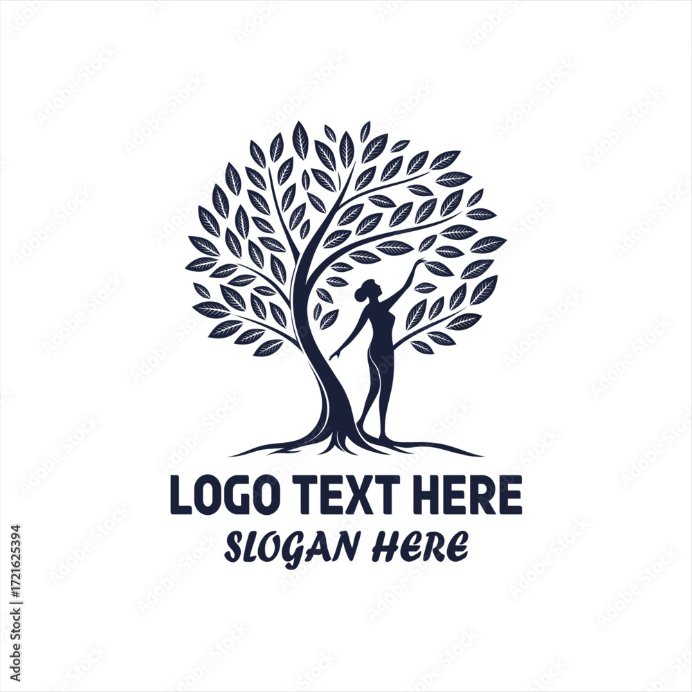 Obraz premium Tree with Human Silhouette Logo – Eco Wellness, Growth, and Natural Balance Design