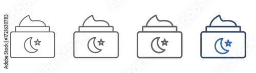 
outline icon set night cream with night powder design