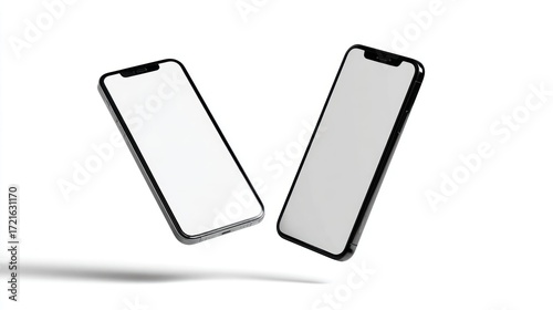 Two sleek mobile devices levitating against a clean white background