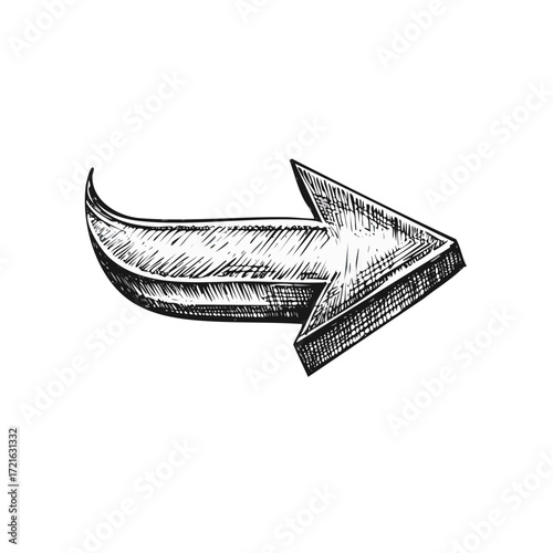 Hand Drawn Directional Arrow Pointer Sign Illustration Sketch Style Guidance Symbol Navigation