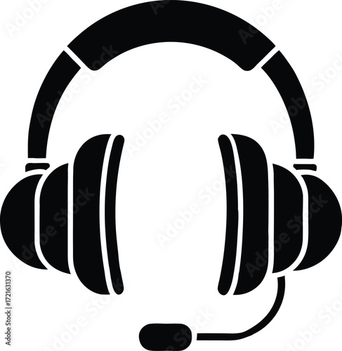 Customer Service Headset Icon in Black and White