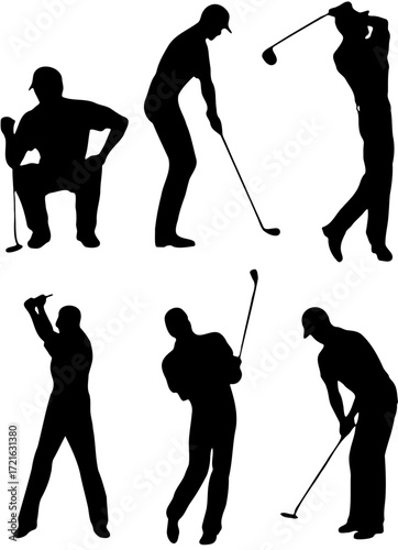 golf players silhouettes