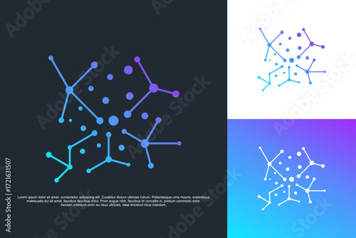 molecule technology abstract logo design vector