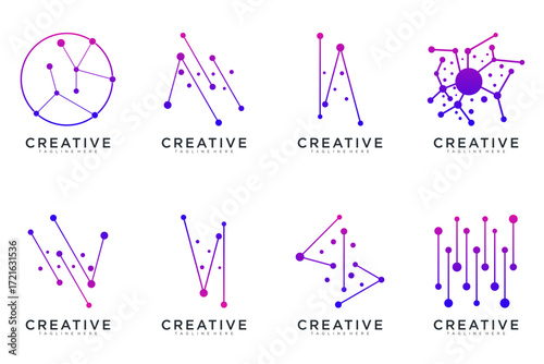 molecule technology abstract logo design vector