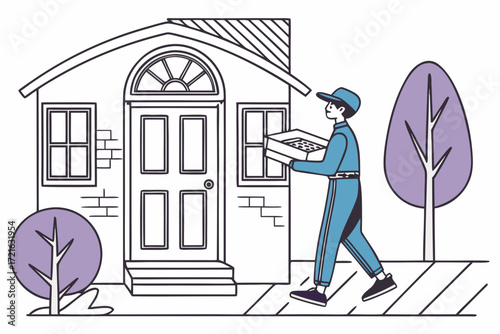 Pizza delivery boy vector. Pizza delivery boy deliver pizza. Pizza delivery boy silhouette