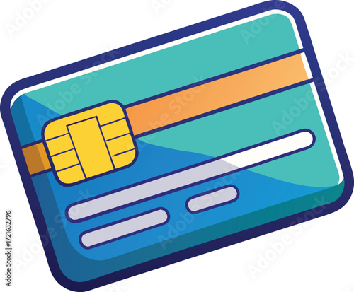 Secure Credit Card with Chip and Stripe Illustration