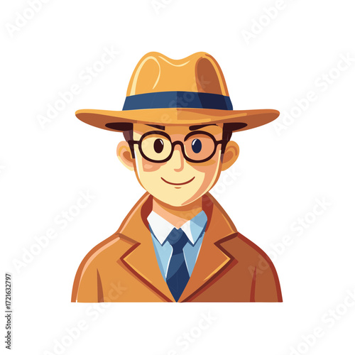 Cartoon man with hat and coat character design vector illustration avatar portrait