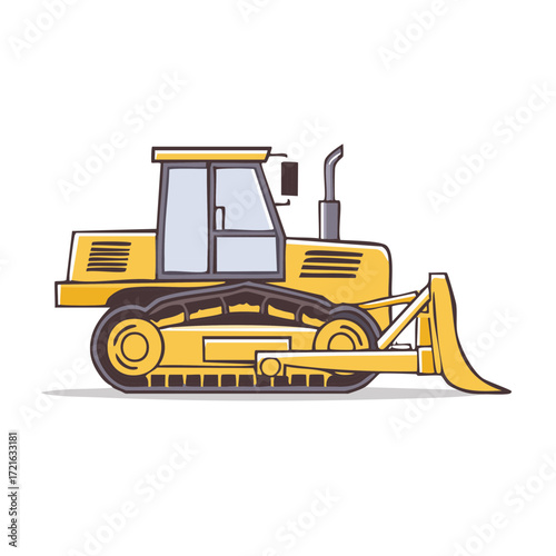 Yellow Bulldozer Heavy Equipment Illustration for Construction and Earthmoving Projects