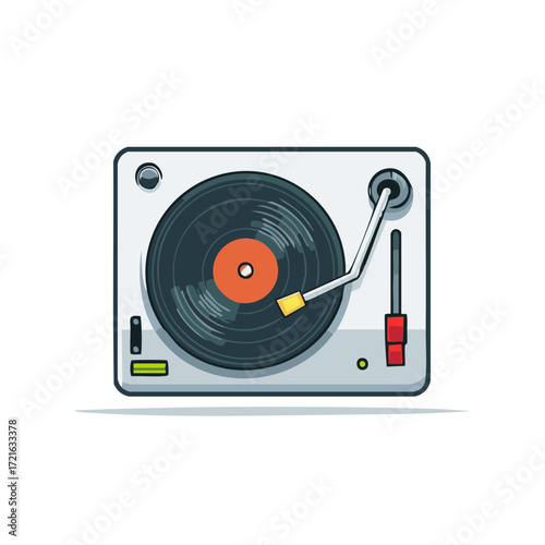 Vintage Vinyl Record Player with Rotating Disc and Stylus
