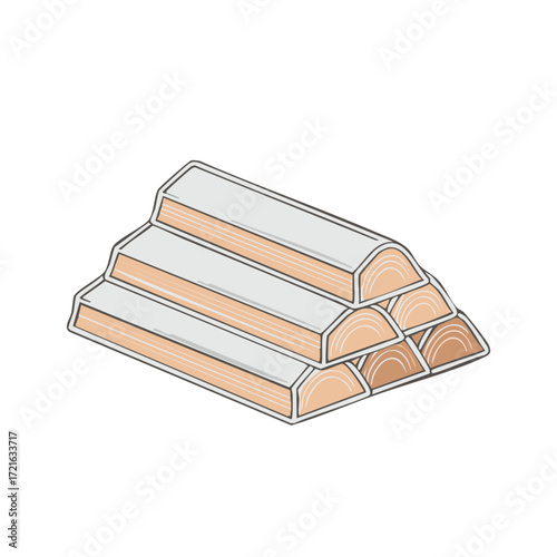 Stylized Stack of Firewood for Burning in a Campfire or Fireplace