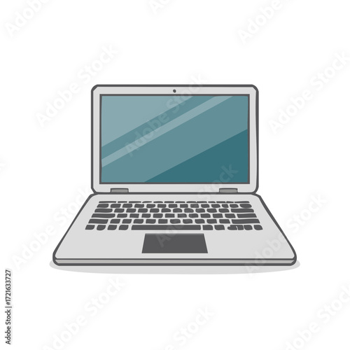 Flat Vector Illustration of Open Laptop Computer with Blank Screen for Technology and Education