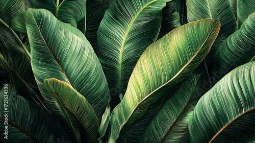 Close Up Tropical Leaves Pattern