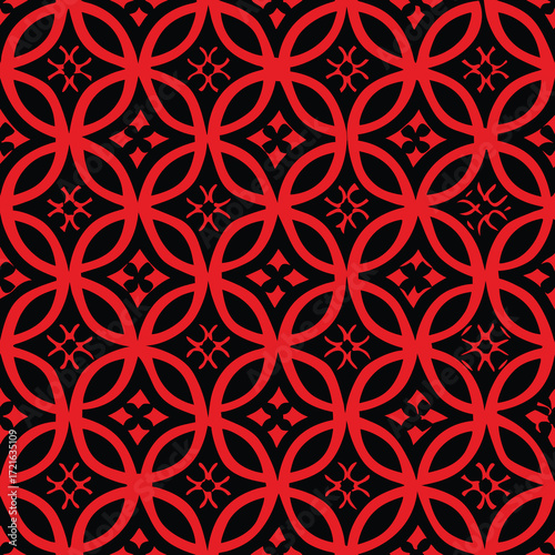 Seamless Red Geometric Pattern on Black Background vector illustration