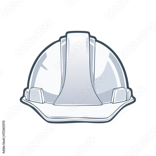 White construction safety helmet icon. Vector illustration of a builder's protective hard hat.