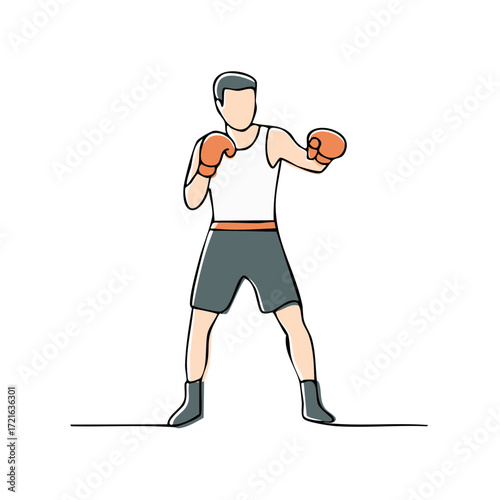 Boxer in Fighting Stance Illustration Boxer Preparing for a Fight