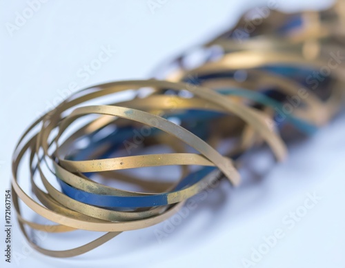 Abstract Intertwined Gold and Blue Metallic Strips