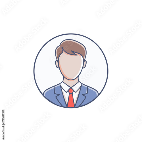 Business Person Profile Icon in Circle for Social Media Avatar Illustration