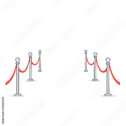 Red Rope Barrier Illustration for Crowd Control or Event Entrance