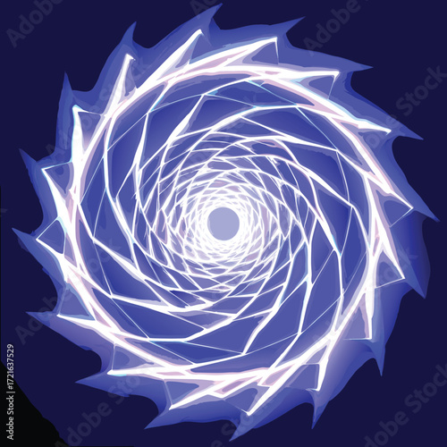Swirling Blue and White Energy Vortex with Jagged Edges abstract background