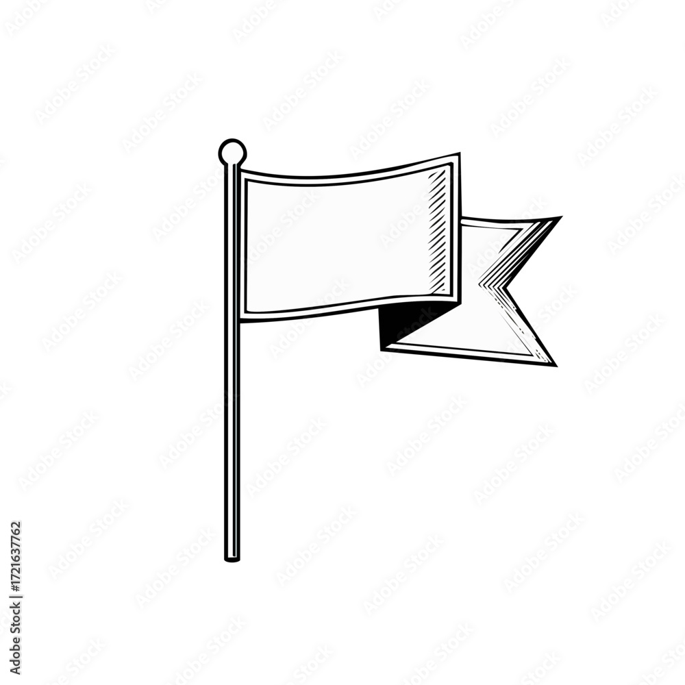 Obraz premium Hand-drawn flag design, vector illustration, simple design with lines.