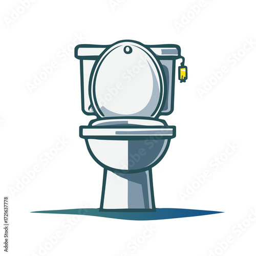 Clean Modern White Toilet with Open Lid Vector Illustration
