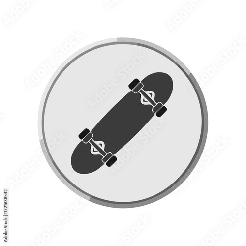 Skateboard Icon on a Round Background Skateboarding Culture and Lifestyle Emblem