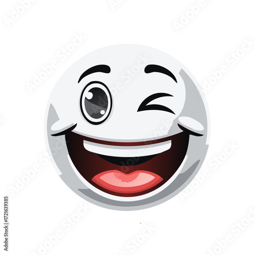 Smiling and winking face emoticon symbol of happiness and fun