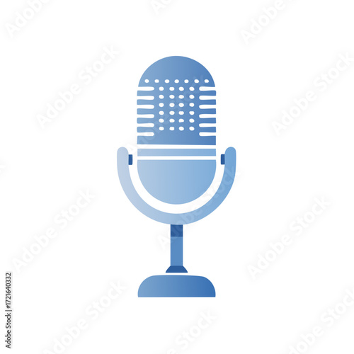 Stylized retro studio microphone with blue gradient for audio recording and voice communication