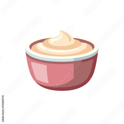 Smooth Creamy Dip in a Reddish Bowl Delicious Appetizer and Sweet Culinary Dessert