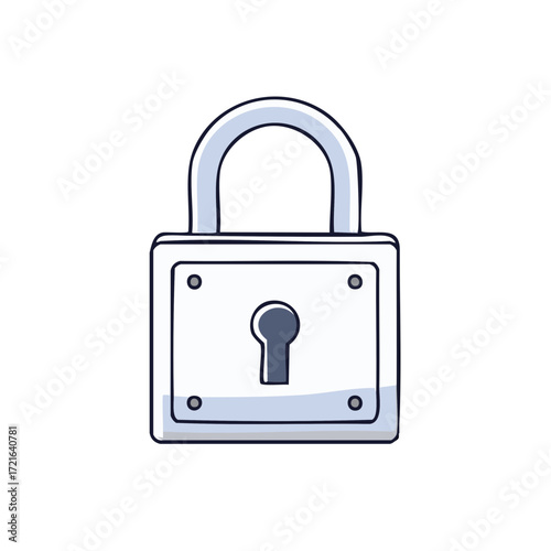 Security Concept with Hand Drawn Square Padlock for Safety and Data Protection