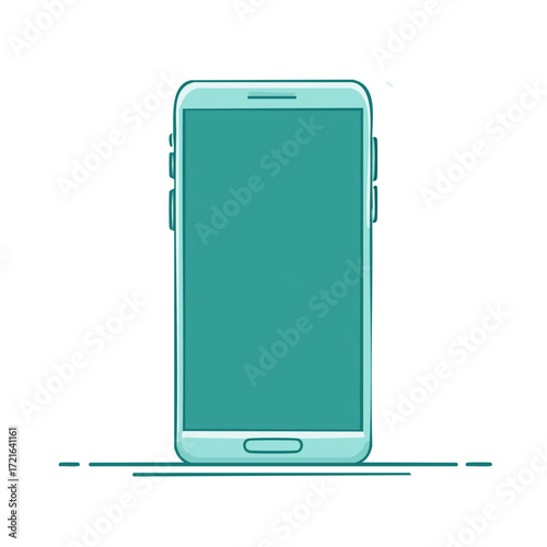 Modern Teal Smartphone with Simple Outline Design and Blank Screen