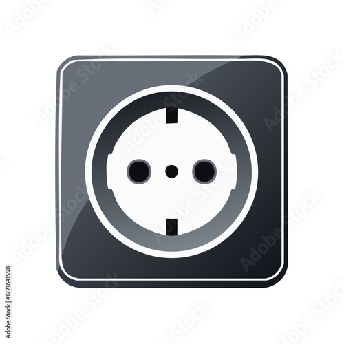 European style electrical power socket icon symbol for energy connection and supply technology
