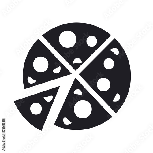 Pizza slices vector icon with pepperoni and cheese in a simple style
