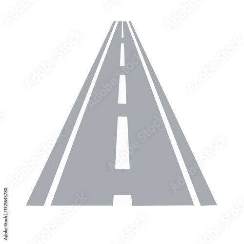 Isolated Gray Road Illustration with Striped Lines for Transportation and Design
