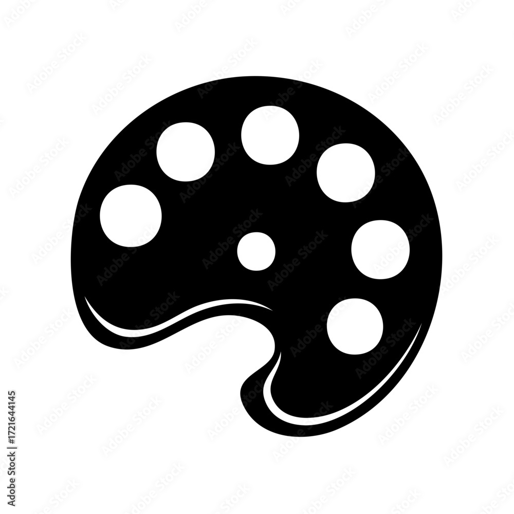Fototapeta premium Art palette illustration, black and white vector design, creative painting concept