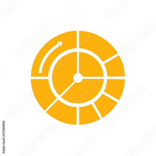 Stylized cycle diagram graphic in yellow depicts process management and workflow automation