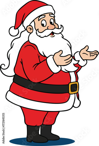 Cartoon Santa Claus Illustration with Welcoming Gesture