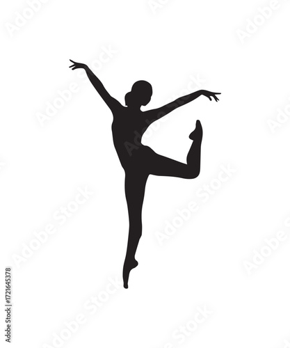 Silhouette of a ballerina in a graceful pose ballet dance dancer woman female elegant art design illustration graphic vector black