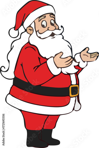 Cartoon Santa Claus Illustration with Welcoming Gesture