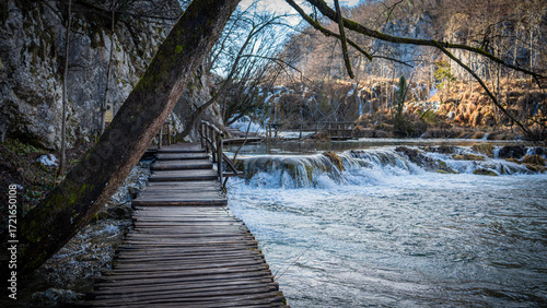 wooden bridge over river