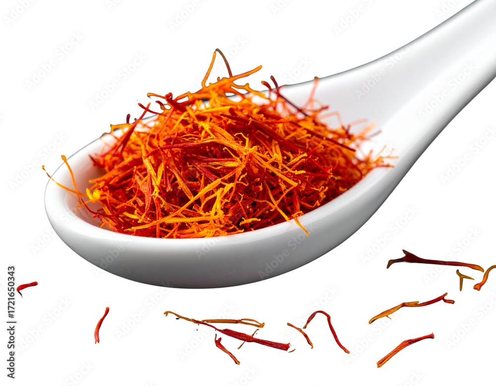 Fototapeta premium “Dried Saffron Threads in Ceramic Spoon”