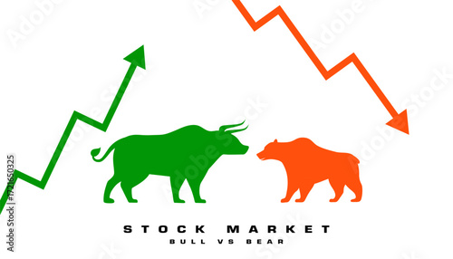 stock market bull vs bear price trade volatility background