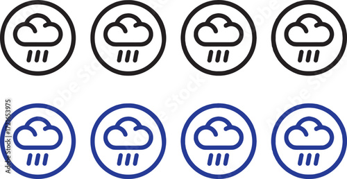 rain, cloud, weather, forecast, storm, precipitation, wet, water, drop, symbol, icon, circle, black, blue, graphic, design, illustration, simple, clean, set, collection, meteorology, climate, atmosphe