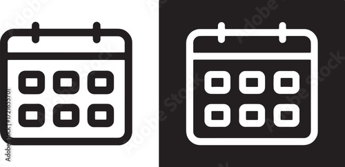 calendar, date, schedule, planning, event, appointment, time, organization, icon, symbol, graphic, design, illustration, simple, modern, flat, vector, black, white, square, grid, month, day