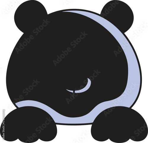 A black cartoon skunk with a light blue stripe