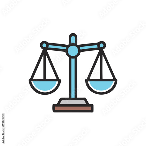 Scales of justice in minimalist style with blue and grey colors  