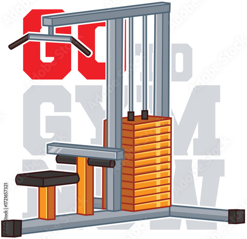 gym equipment vector with orange shades
