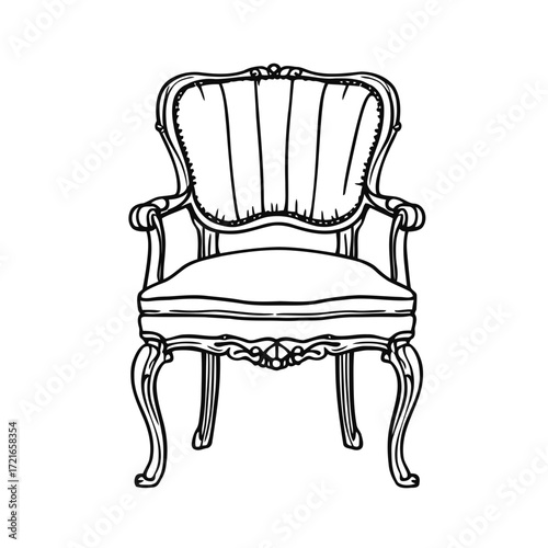 Comfortable classic armchair with elegant upholstery on a white background