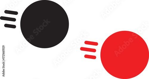 circle, ball, movement, motion, speed, fast, dynamic, graphic, design, element, icon, black, red, white background, isolated, simple, flat, abstract, energy, action, forward, momentum