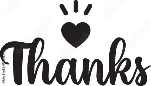 thanks, heart, graphic, text, typography, script, font, love, appreciation, gratitude, message, greeting, declaration, sentiment, emotion, symbol, design, illustration, black and white, isolated, simp
